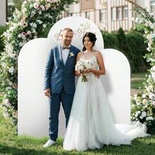 1 pièce, 1,80 m / 2 m / 2,20 m Couvre-arche de mariage blanc romantique, rideau d'arche circulaire, support de décor de fond, décoration de fête d'anniversaire, de banquet, de mariage/de la Saint-Valentin/de cérémonie de remise des diplômes