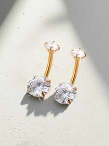 1 Stück/2 Stücke modischer Bauchnabelring aus Edelstahl mit kubischem Zirkonia, Damenschmuck, geringer Schmerz, Punk, Hip Hop, Nachtclub, Party, Geschenk, Freizeitbekleidung, Unisex/Studenten - Silber - Übersicht 8