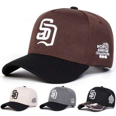 AR 1pc Men's SD Embroidered Baseball Cap, Sports Hat, Adjustable, Sun-Protective, Casual, Suitable For Spring/Autumn Outings, Travel, Beach, Party