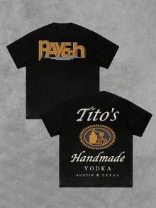 Tito's Handmade Vodka Inspired Graphic T-Shirt,100% Cotton 220g - Black - View 1
