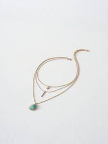 Tropiscape 1pc Vintage Bohemian Style Multi-Layer Turquoise Necklace Beach Autumn Winter Gifts