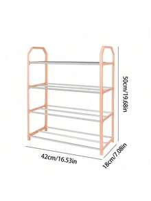 LINKOOL 4 Layers Simple Fashion Shoe Rack Trapezoidal Shoes Organizer Stand Holder Living Room Space Saving Modern Assembled Shoe Rack Home Use Metal Shoes Shelf - Multicolor - View 2
