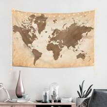 Map Of The World  40x60 Inch Horizontal Wall Tapestry 100% Polyester Ideal Decor For Living Room Bedroom Dorm Boho Style Home Decor - Black - View 2