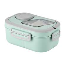[Conjunto de Marmita Térmica] 2 Peças Conjunto de Marmita com Grade Multicamadas - Marmita para Adultos de 1200ml com Talheres, Reutilizável, Adequado para Escola, Escritório, Piquenique ao Ar Livre, Material Seguro, Suprimentos Escolares