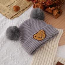 Baby Winter Hat Cute Bear Pattern Knit Beanie Warm Cap For Infant Newborn Cold Weather Accessories