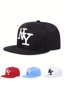 1pc Embroidered Gothic LA Letter Adjustable Flat Brim Baseball Cap, Outdoor Sun Protection Casual Hat Suitable For Spring, Autumn, Travel, Beach, Y2K Style For Boys And Girls - Flat Brim Baseball Cap - View 14