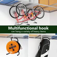 Thickened Hooks Overhead Storage Racks,Garage Hooks Ceiling,Add-On Storage Hook Garage Ceiling Rack Wall Shelving,Heavy Duty Hanging Bike Hooks, Bike Hangers Hooks 4 Pack, White - Silver - View 10
