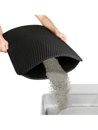 1pc Random Color Anti-Splash Cat Litter Mat, Double Layer Filtering Prevents Litter Scattering, Anti-Tracking Litter Box Mat