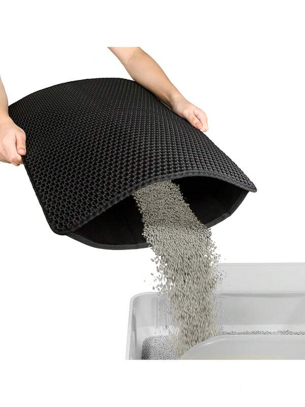 1pc Random Color Anti-Splash Cat Litter Mat, Double Layer Filtering Prevents Litter Scattering, Anti-Tracking Litter Box Mat