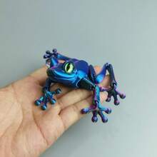 Realistyczna figurka żaby wydrukowana w 3D z ruchomymi stawami gałki ocznej i losowym gradientem kolorów, odpowiednia na festiwal żab, Boże Narodzenie, Walentynki, prezenty noworoczne, dekoracje, rzemiosło, dekorację pokoju, zwierzęta drukowane w 3D