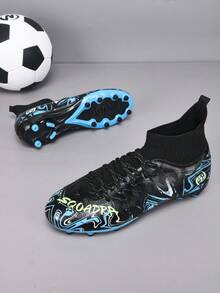 1 Pair Adult Unisex Low-Top Outdoor Soccer Cleats, Professional Sports Shoes For Men, Large Size, Non-Slip, Wear-Resistant, AG/FG Suitable For Natural Grass, Soft Ground, Lace-Up Football/Rugby Shoes, Lightweight, High-Performance, Anti-Slip Design, High-Top Professional Soccer Boots, Factory Direct - Dark Blue - View 3