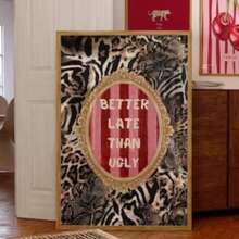1pc Optional Frame Black Positive Quote Print Wall Art Girly Dorm Decor Apartment Aesthetic Print Bathroom Affirmation Art Preppy Black Wall Art Leopard Print No Frame