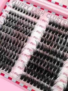 300pcs/Set Artificial Mink Eyelashes, 40D/60D/80D Fluffy Individual Eyelash Extensions, 5D Effect 0.07mm Curled Dramatic Eyelash Extensions 10-18mm Mixed Tray, Makeup Tools, High Volume Personal Eyelash Extension, Suitable For DIY Home Use, Everyday Makeup, Cosplay - D - 查看 4