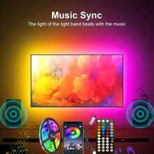 遥控智能RGB LED灯带，音乐同步，USB供电，App/遥控器控制，适用于卧室、家居、户外、派对、万圣节、圣诞节装饰、电视背光、房间装饰、生日、毕业典礼等场合，也是圣诞节家居装饰和圣诞礼物的理想之选。 - 黑色 - 查看 3