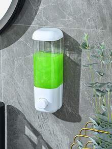 1/2 件（500 毫升）洗手液分配器壁挂式皂液乳液分配器，适用于浴室，一个壁挂式皂液分配器，塑料手动按压洗发水和乳液分配器，以及一个壁挂式皂液分配器，用于无香液体洗手液 - 无汞塑料，适用于洗发水、洗手液、厨房、护肤乳液 - 酒店和浴室 - 彩色 - 查看 2