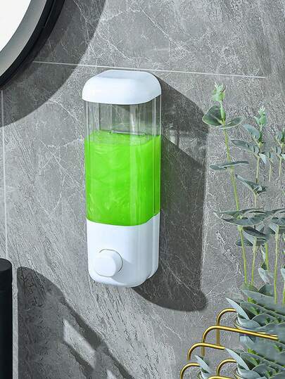 1/2 件（500 毫升）洗手液分配器壁挂式皂液器浴室专用一个壁挂式皂液器，塑料手动按压洗发水和乳液分配器，以及一个壁挂式无香型液体洗手液皂液器 - 无汞塑料，适用于洗发水、洗手液、厨房、润肤露 - 酒店和浴室、浴室配件、房间装饰