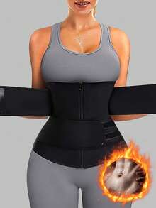 1 件女士腰部训练器、束腰带、桑拿汗蒸腰带、运动健身腰部训练器、腰部修剪器、腰部瘦身运动腰带适合锻炼、家庭运动和散步 - 黑色 - 查看 5