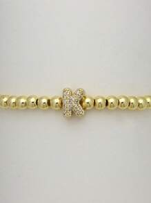 1 pieza pulsera con dije con letra de circonita cúbica de estilo clásico y de moda, pulsera de cadena ajustable de lujo con inicial A-Z, joya como regalo para mujeres