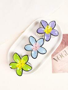 1pc/3pcs/6pcs Children Cute Hand-Painted Floral Hair Clips, Encounter Colorful Spring Flower Series, Handmade Floral Hair Clips To Fasten Spring Sunshine In Hair, Unlock Spring Exclusive Colors - Multicolor - View 12