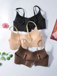 3Pcs Teen Girls Underwear, Seamless Bra - Simple, Comfortable And Breathable, Suitable For Daily Use, Suitable For Growing Girls Aged 12-15