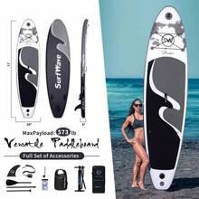 All-Around Inflatable Paddle Board With Full Set Of Accessories.Rebel Adult Inflatable Stand Up Paddleboard 11'2"X 34"X 6" Multi-Color Customizable.Extra-Wide Deck For 2-3 Riders.Lure Fishing S.U.P OmniBoard - Black - View 2