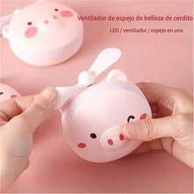 10pcs Nuevo ventilador multifuncional LED con espejo de maquillaje y luz complementaria: Ventilador estético de aguacate con espejo de maquillaje, ventilador mini portátil y manual, ventilador pequeño cargable por USB con luz LED complementaria para estudiantes. Espejo personal portátil, ventilador lindo y pequeño como regalo. - Rosa - Ver 6