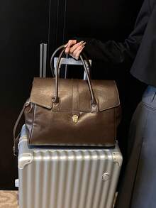 1 pieza Bolso de mano grande de PU de unicolor con estilo retro y vintage, adecuado para el uso diario, viajes y compras. Hay dos tamaños disponibles: pequeño y grande. - Multicolor - Ver 4