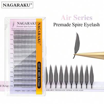  0,07C D 240 piezas Extensiones de pestañas efecto anime NAGARAKU Premade Spire, pestañas postizas suaves y esponjosas, extensiones de pestañas en racimos, pestañas individuales, pestañas postizas