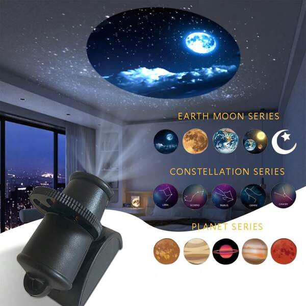 1pc Star Projector Lamp, 15 Scenes HD LED Star Projector, Chargeable By USB, Decorative Ambient Lighting For Bedroom Ceiling, 15 Scenes Of Stars, Constellations And Planets