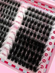 300pcs/Set Artificial Mink Eyelashes, 40D/60D/80D Fluffy Individual Eyelash Extensions, 5D Effect 0.07mm Curled Dramatic Eyelash Extensions 10-18mm Mixed Tray, Makeup Tools, High Volume Personal Eyelash Extension, Suitable For DIY Home Use, Everyday Makeup, Cosplay - D - 查看 5