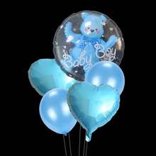 5 件熊泡泡气球透明球套球带心形性别揭示派对 1 岁生日派对装饰品婴儿派对装饰