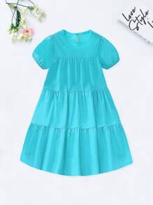 Seven Princess 1 pièce Robe à manches courtes style coréen décontracté confortable avec col rond, convient pour l'été, les vacances ou les sorties