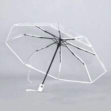 1pc Automatic Transparent Folding Umbrella, Waterproof, Portable Rain Gear, Travel Umbrella Transparent Umbrella, Is An Ideal Gift For Friends. Summer Cooling, Beach, Travel, Spring Summer Picks, Brides Maid Gifts, Room, Bedroom Decor, Bedroom Decor, Beach, Travel, For Men, For Women, Vacation,Cute Stuff,Mother's Day Gift,Bedroom Decor,Garden,Kitchen Decor,Summer,Beach,Travel Essentials,Room Decor,Squishy,Graduation - Multicolor - View 2