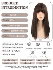 10 Inch Synthetic Wig For Women Wig Bangs Wig Heat Resistant Wig For Daily Party Use - Multicolor - View 5