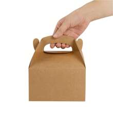 24/12/6pcs Brown Paper Bags With Handles And Lids, DIY Handmade Gift Box, Cube, Cupcake, Outdoor, Wedding, Birthday Party, Ideal For Fun Celebrations