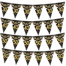1 件生日快乐纸质横幅 18 21 30 40 50 60 70 80 90 岁生日派对装饰成人黑金周年派对用品拍照道具 - 彩色 - 查看 2
