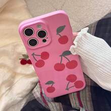 GUCADI 1pc White Small Cherry Design Phone Case Compatible With Apple Phones Waterproof Shockproof Anti-Fall Scratch Resistant - Rose Red - View 3