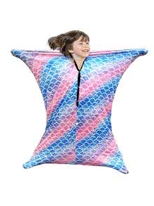 儿童印花感官睡衣 - 弹力游戏睡袋，适合 3-5 岁儿童 - 透气涤纶面料 - 中号 - 运动袜，S 码