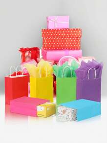 Colorful Gift Bags, 8 Color Party Favor Bags With Handles For Weddings, Birthdays, Party Supplies And Gifts Rainbow