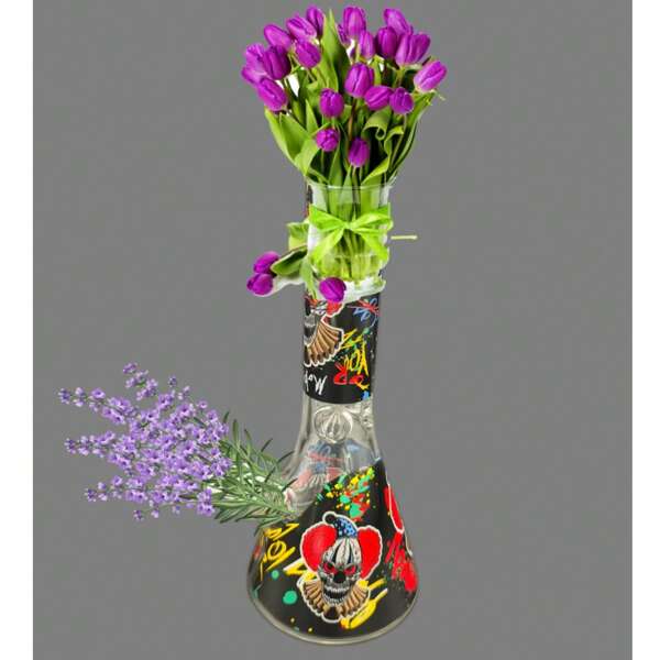 1pc 26cm High Glass Vase, Handmade High Borosilicate Glass Vase, Easy To Clean, Elegant Pattern