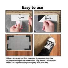 Rug Carpet Non Slip Grippers, Reusable And Washable Double Sided Carpet Tape Pads, Strong Adhesive Grippers For Area Rugs, Keep Corners Flat, No Damaging For Floor Removable, 4/8/16Pcs Room Decor Back To School