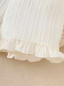 2 pezzi Set top e shorts estivo per ragazze, design con balze in pizzo alla moda, comodo e traspirante, essenziale per l'abbigliamento all'aperto