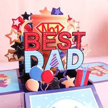 1pc 3D Pop-Up "Best Dad" Cards With Envelopes - Cartoon Star Patterns, Personalized, Multilingual (English, German, French, Japanese, Korean) - Perfect For Father's Day, Birthdays, Anniversaries, Thanksgiving - Bất Ngờ Celebrate Cards For Anyone
