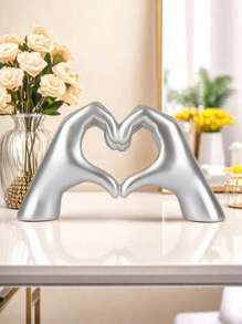Sliver Decor For Living Room Bedroom Bookshelf Coffe Table, Cute Love Finger Statues Morden Accents Aesthetic Room Accessories, Knick Knacks Home Decor For Shelves