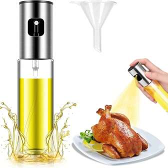 Olieverstuiver, olieverstuiverfles, azijnverstuiver, dressingspray, grillen, olijfolie, glazen fles 100 ml, keukengadgets, airfryer, keuken, koken, salade bakken, barbecue, transparant