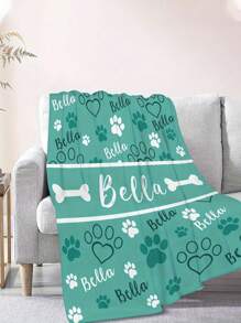 Manta personalizable con estampado de huella de mascota en colores vibrantes - Suave, cálida y ligera de franela para sofá, cama, viaje, campamento, oficina - Personalizada con nombre, impresión digital para todas las temporadas, lavable a máquina y acogedora. Regalo ideal personalizado y único para familia, mascotas, dormitorio, sala de estar, sala de té, sofá