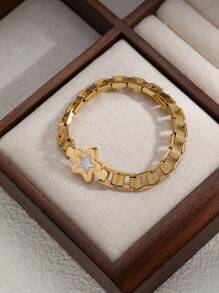1 pieza Pulsera de acero inoxidable con esfera de números romanos y cuentas, estilo INS para citas de verano y fiestas