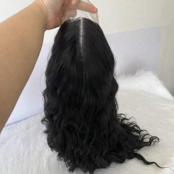 Synthetic Hair Heat Resistant Long Wavy Black Party 13X4 Inch Large Area Lace Front Wigs Natural Hairline Daily Wear Soft