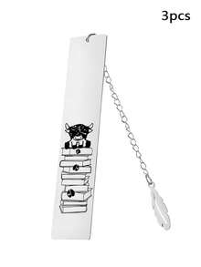 Graverat bokmärke i rostfritt stål - söt höglandskon-design, perfekt present till lärare och bokälskare, skolmaterial, tillbaka till skolan - Silver - Visa 11