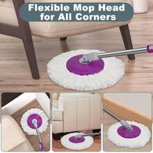 Mop And Bucket With Wringer Set,Spin Mop And Bucket System, Mops For Floor Cleaning,Household Supplies Tools With 6 Replacement Refills,61" Extended Handle For Household Hardwood Floor - Purple